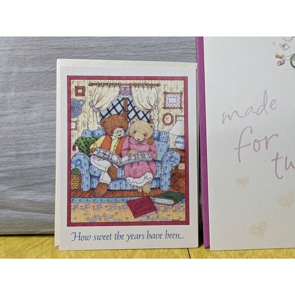 Lot of 3 Teddy Bear Vintage Greeting Cards Marriage Elder Anniversary Christmas - Picture 2 of 6